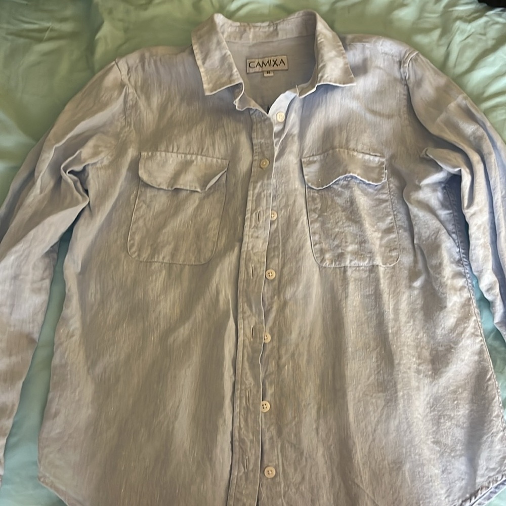 Long sleeve linen button down blouse.  Size medium